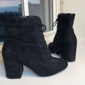 Black suede lace up booties